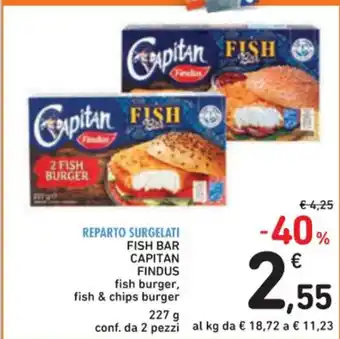 Spazio Conad REPARTO SURGELATI FISH BAR CAPITAN FINDUS fish burger, fish & chips burger 227 g conf. da 2 pezzi offerta