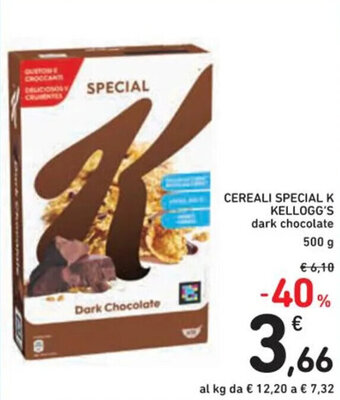 Spazio Conad CEREALI SPECIAL K KELLOGG'S dark chocolate 500 g offerta