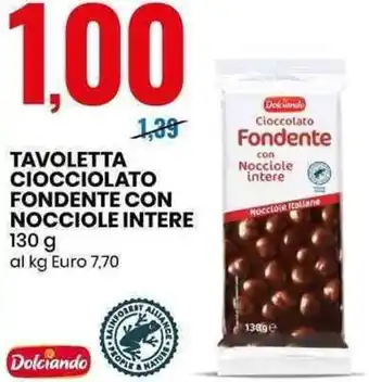Eurospin TAVOLETTA CIOCCIOLATO FONDENTE CON NOCCIOLE INTERE 130 g offerta