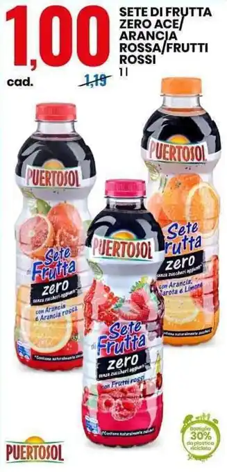 Eurospin PUERTOSOL SETE DI FRUTTA ZERO ACE/ ARANCJA ROSSA/FRUTTI ROSSI 1 l offerta