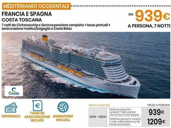 Eurospin FRANCIA E SPAGNA COSTA TOSCANA offerta