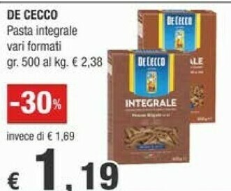 Crai De Cecco Integrale Pasta Mista N. 120 500 G(ml) offerta
