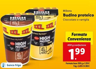 Lidl Milbona Budino proteico 400 g confezione offerta
