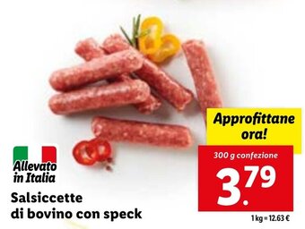 Lidl Salsiccette di bovino con speck 300 g confezione offerta