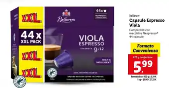 Lidl Bellarom Capsule Espresso Viola 44 capsule 220 g confezione offerta