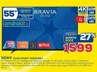 Euronics Sony Oled Smart Xr55a83j offerta