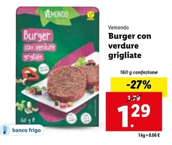 Lidl Vemondo Burger con verdure grigliate 160 g confezione offerta