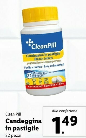 Lidl Clean Pill Candeggina In Pastiglie offerta