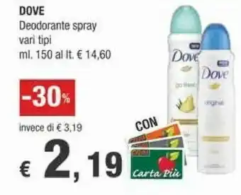 Crai Dove 8717163994252 Deodorante Deodorante Spray 150 Ml offerta