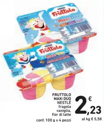 Spazio Conad FRUTTOLO MAXI DUO NESTLÉ fragola vaniglia, fior di latte conf. 100 g x 4 pezzi offerta