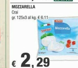 Crai Mozzarella offerta