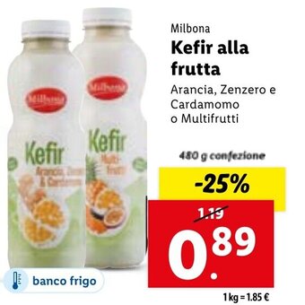 Lidl Milbona Kefir alla frutta 480 g confezione offerta