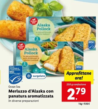 Ocean Sea Merluzzo d'Alaska con panatura aromatizzata 250 g confezione