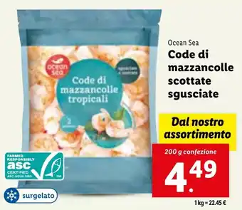 Lidl Ocean Sea Code di mazzancolle scottate sgusciate 200 g confezione offerta