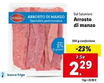 Lidl Dal Salumiere Arrosto di manzo 100 g confezione offerta
