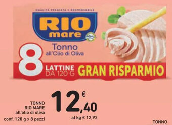 Spazio Conad TONNO RIO MARE all'olio di oliva conf. 120 g x 8 pezzi offerta