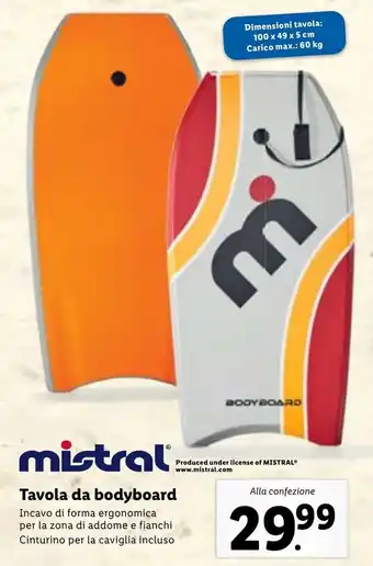 Lidl mistral Tavola da bodyboard offerta