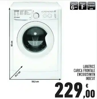 Conad Superstore Indesit EWC 61051 W IT N Lavatrice Libera Installazione Caricamento Frontale 6 Kg 1000 Giri/min F Bianco offerta