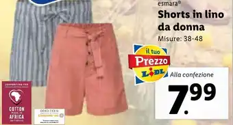 Lidl esmaraⓇ Shorts in lino da donna Misure: 38-48 offerta