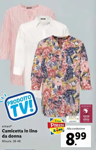 Lidl esmara® Camicetta in lino da donna Misure: 38-48 offerta