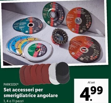 Parkside set accessori per smerigliatrice angolare offerta di Lidl