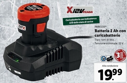 Parkside batteria 2 ah con caricabatterie offerta di Lidl