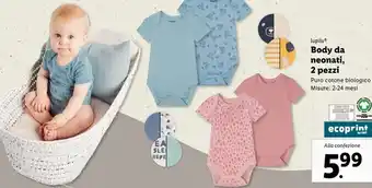 Lidl Lupilu body da neonati, 2 pezzi offerta