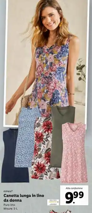 Lidl esmara® Canotta lunga in lino da donna Misure: S-L offerta