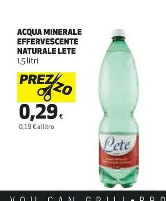 Coop Lete Acqua Minerale Effervescente Naturale offerta