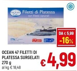 A&O Ocean 47 filetti di platessa surgelati offerta