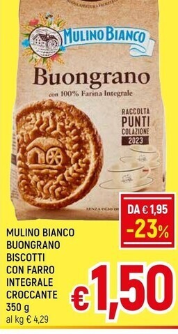 A&O Mulino bianco buongrano biscotti con farro integrale croccante offerta