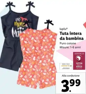 Lidl lupiluⓇ Tuta intera da bambina Misure: 1-6 anni offerta