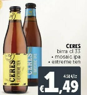 Deco Supermercati Ceres Birra Mosaic IPA 330 Ml offerta