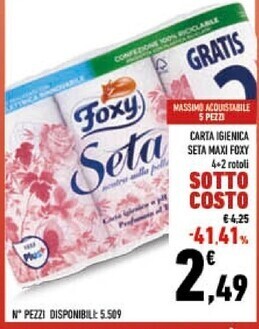 Conad City Foxy carta igienica seta maxi offerta