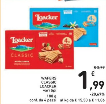 Spazio Conad WAFERS CLASSIC LOACKER vari tipi 180 g conf. da 4 pezzi offerta