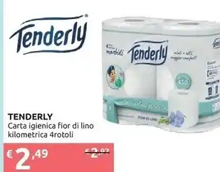 Ipersoap Tenderly carta igienica fior di lino kilometrica 4rotoli offerta