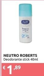 Ipersoap Neutro roberts deodorante stick offerta