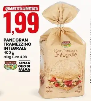 Eurospin Tre mulini pane gran tramezzino integrale offerta