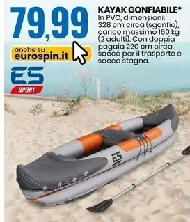Eurospin Es sport kayak gonfiabile offerta