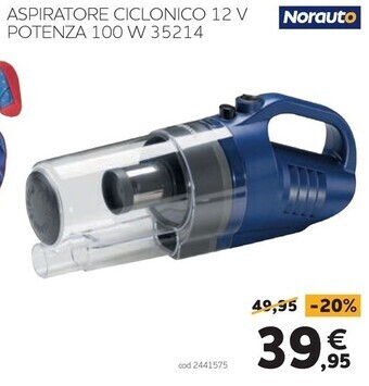 Norauto - aspiratore ciclonico 12 v potenza 100 w 35214