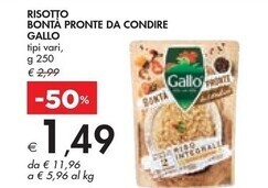 Bennet Gallo risotto bontà pronte da condire offerta