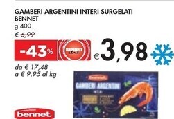 Bennet Bennet - gamberi argentini interi surgelati offerta