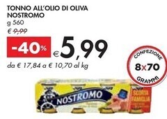 Bennet Nostromo tonno all'olio di oliva offerta