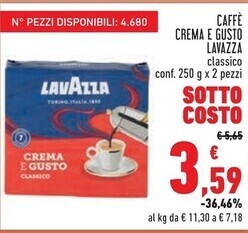 Conad City Lavazza caffè crema e gusto offerta