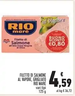 Conad City Rio mare filetto di salmone al vapore offerta