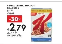 Bennet Kelloggs cereali classic special k offerta