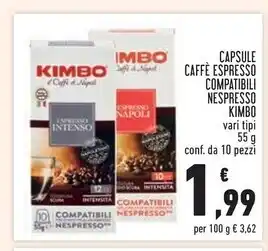 Conad City Kimbo capsule caffè espresso compatibili nespresso offerta