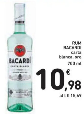 Spazio Conad RUM BACARDI carta blanca, oro 700 ml offerta