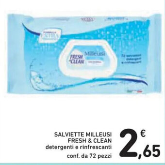 Spazio Conad SALVIETTE MILLEUSI FRESH & CLEAN detergenti e rinfrescanti conf. da 72 pezzi offerta