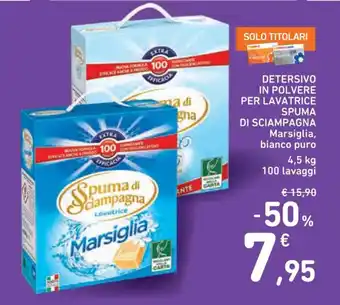 Spazio Conad DETERSIVO IN POLVERE PER LAVATRICE SPUMA DI SCIAMPAGNA Marsiglia, bianco puro 4,5 kg 100 lavaggi offerta